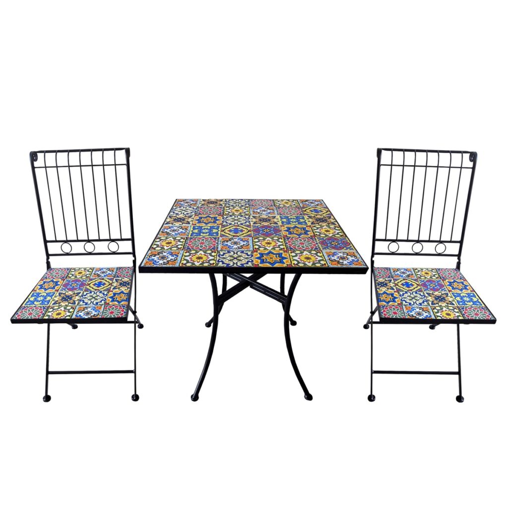 Marrakesh Mosaic Metal Garden Bistro Set 5029936997968 2